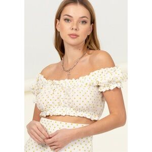 NWT HYFVE Woven Ruffle Cinched Crop Top in Mauve